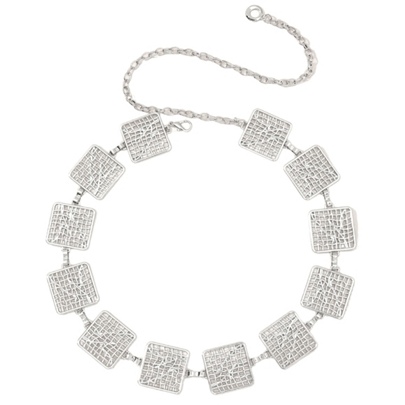 Square Detail Silver Chain Belt - Picture 2 of 3